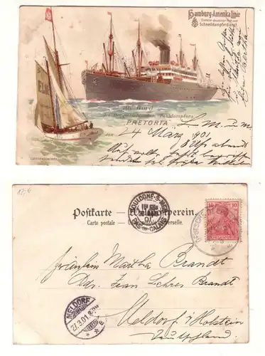 57572 Ak double vis à dos vapeur postale "Pretoria" 1901