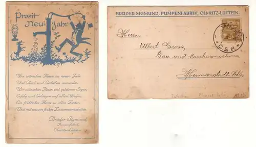 57564 Reklame Ak Olmütz Luttein Pumpenfabrik Brüder Sigmund 1925