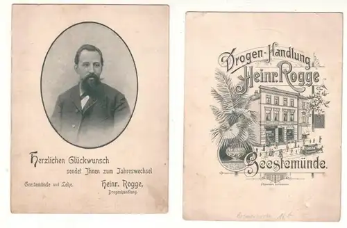 57562 Reklame Karte Drogen Handlung Heinrich Rogge Geestemünde um 1900