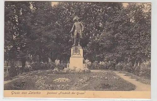 57558 Ak Gruß aus Letschin Oderbruch "Denkmal Friedrich der Große" 1910