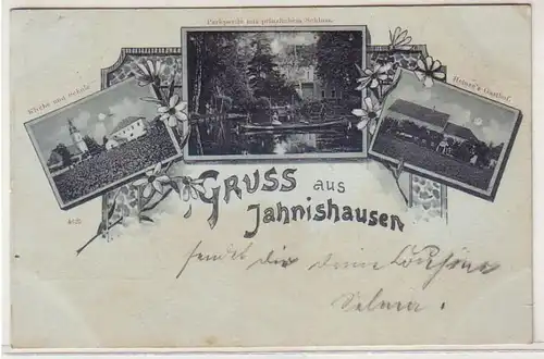 57527 Mondscheinkarte Gruss aus Jahnishausen 1899