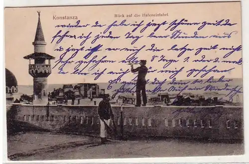 57522 Ak Konstanta Constanta Roumanie Vue sur l'entrée du port 1917
