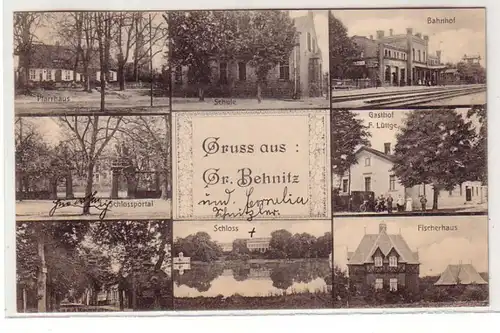 57517 Mehrbild Ak Gruss aus Gr. Behnitz Bahnhof Gasthof Lüttge u.a. 1913