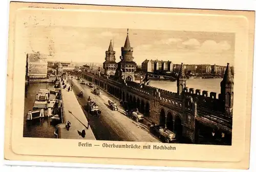57507 Ak Berlin Oberbaumbrücke mit Hochbahn 1910