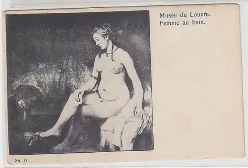 57504 Ak Erotik "Dame nue en bain" Musée du Louvre vers 1910