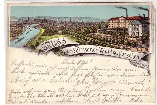 57499 Ak Gruss vom Dresdner Waldschlösschen 1899