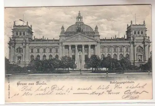 57491 Ak Gruss de Berlin Reichstagbäuen 1898