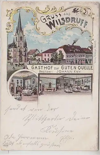 57470 Ak Lithografie Gruss aus Wilsdruff Gasthof zur Guten Quelle 1901