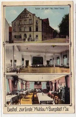 57372 Mehrbild Ak Mühlau bei Burgstädt in Sachsen Gasthof "Zur Linde" 1918