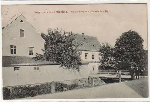 57370 Ak Gruß aus Niederfrohna Restauration zum sächsischen Jäger 1915