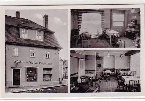 57362 Mehrbild Ak Leisnig Bäckerei und Café Hugo Schumann um 1940
