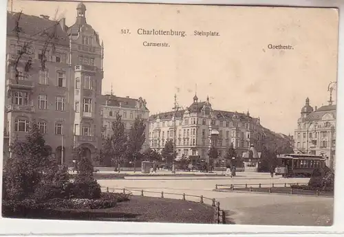 57330 Ak Charlottenburg Steinplatz avec Carmerstr. et Goethestr 1911