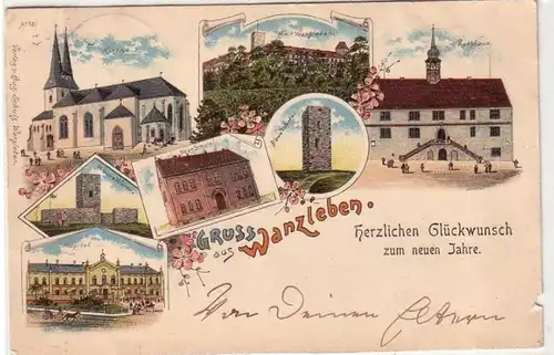 57299 Ak Lithographie Gruß aus Wanzleben 1897