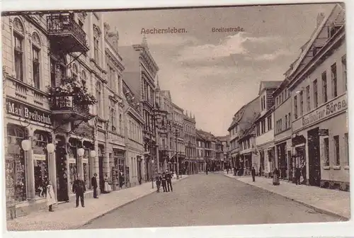 57293 Feldpost Ak Aschersleben Breitstrasse avec magasins 1917