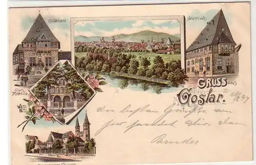 57285 Ak Lithographie Gruß aus Goslar 1897