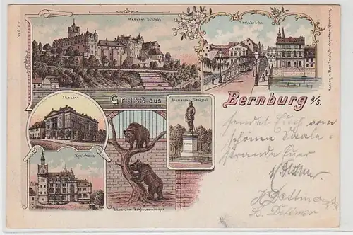 57282 Ak Lithographie Salutation de Bernburg à la Saale 1898