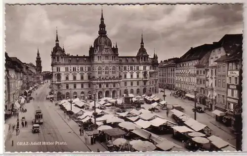 57277 Feldpost Ak Graz Marktplatz mit Verkaufsständen 1942