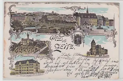 57217 Ak Lithographie Gruß aus Zeitz Bürgerschule usw. 1898