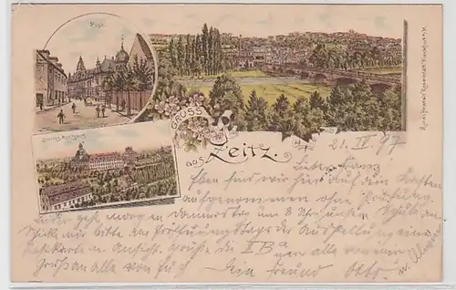 57214 Ak Lithographie Gruß aus Zeitz Schloß Moritzburg usw. 1897