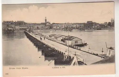 57202 Ak Salutation du Rhin Coblenz pont naval vers 1905