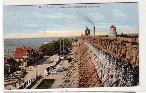 57191 Ak Bad Elmen Bahnhof und Spielplatz am Gradierwerk 1916