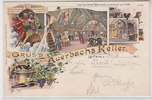 57190 Ak Lithographie Gruß aus Auerbachs Keller Leipzig 1894