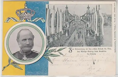 57189 Ak Visite du roi Georg de Saxe à Leipzig 1902