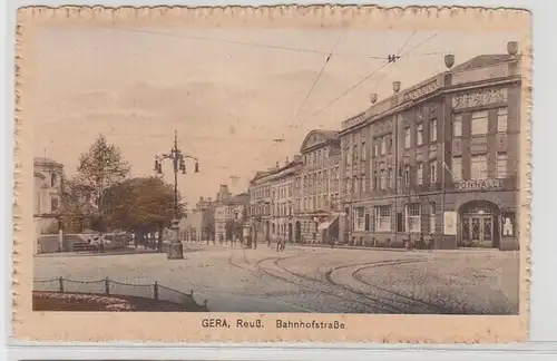 57183 Ak Gera Reuss Bahnhofstrasse Tonhalle um 1925