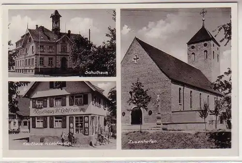 57172 Multi-image Ak Zusenhofen Eglise, maison scolaire, grand magasin vers 1940