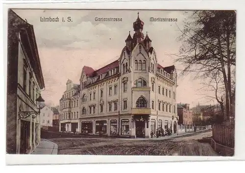 57159 Ak Limbach in Sa. Gartenstrasse Ecke Moritzstrasse um 1910