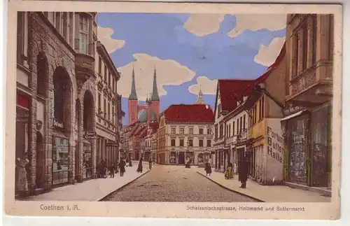 57154 Ak Coethen i.A. Schalaunische Strasse , Holzmarkt und Buttermarkt um 1920