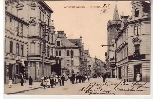 57151 Ak Aschersleben Breitestrasse mit Geschäften 1912