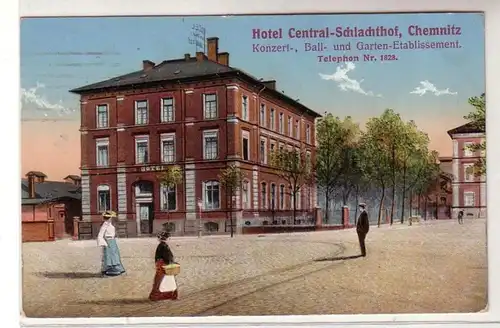 57145 Feldpost Ak Chemnitz Hotel Central Schlachthof 1919