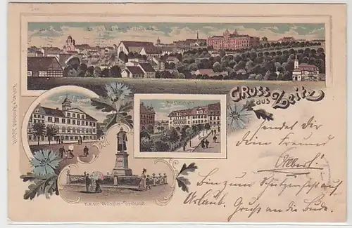 57120 Ak Lithographie Gruß aus Zeitz Stadtschule usw. 1902