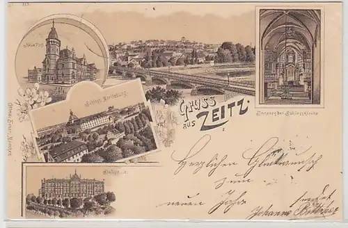57119 Ak Lithographie Gruß aus Zeitz neue Post usw. 1897
