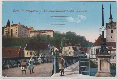 57097 Feldpost Ak Gera Untermhaus Adelhaidbrücke mit Schloß Osterstein 1916