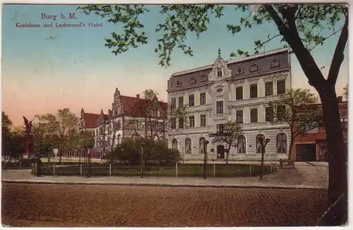 57093 Feldpost Ak Burg b.M. Kreishaus et Lachmund's Hotel 1916