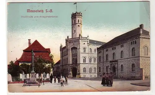 57087 Feldpost Ak Meuselwitz Maison de ville et monument guerrier 1916
