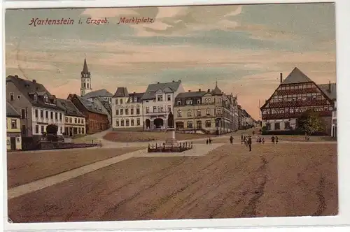 57084 Ak Hartenstein im Erzgebirge Marktplatz 1909