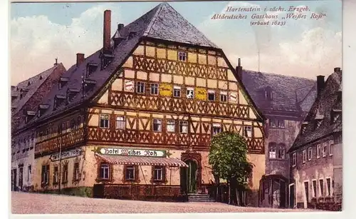 57083 Ak Hartenstein altdeutsches Gasthaus "Weißes Ross" um 1920