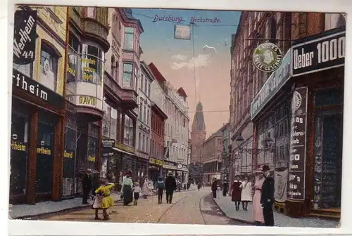 57060 Ak Duisburg Beckstrasse mit Geschäften um 1910