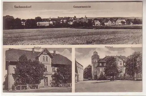 57048 Mehrbild Ak Sachsendorf Gesamtansicht, Gasthof, Rittergut um 1925