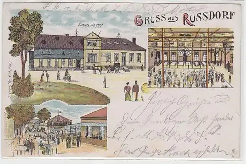 57046 Ak Lithographie Gruß aus Russdorf Gasthof 1904