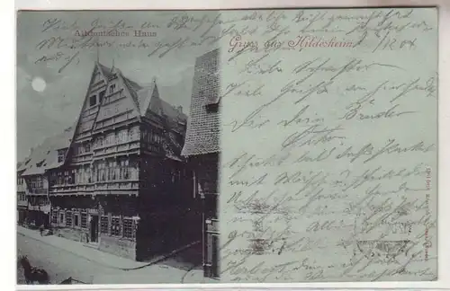 57026 Carte de la lune Salutation de Hildesheim vieux. Maison 1904