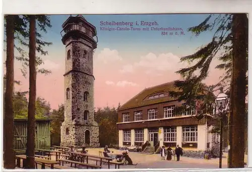 56992 Ak Scheibenberg im Erzgebirge Königin Carola Turm 1915