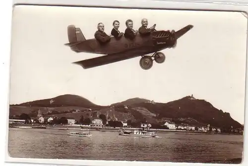 56988 Foto Ak Drachenfels mit Fotomontage Junkers Flugzeug 1937