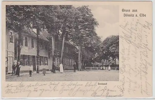 56961 Ak Salutation de Dömitz au monument de l'Elbe 1904