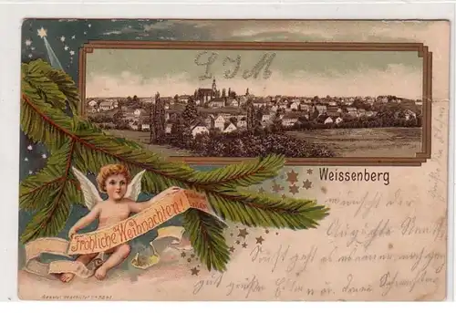 56917 Fröhliche Weihnachten Ak Weissenberg Totalansicht 1906