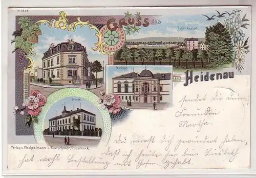 56916 Ak Lithographie Gruß aus Heidenau Gasthof usw. 1901