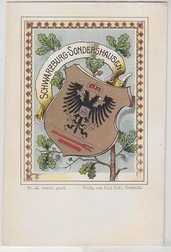 56912 Wappen Ak Lithographie Fürstentum Schwarzburg Sondershausen um 1900
